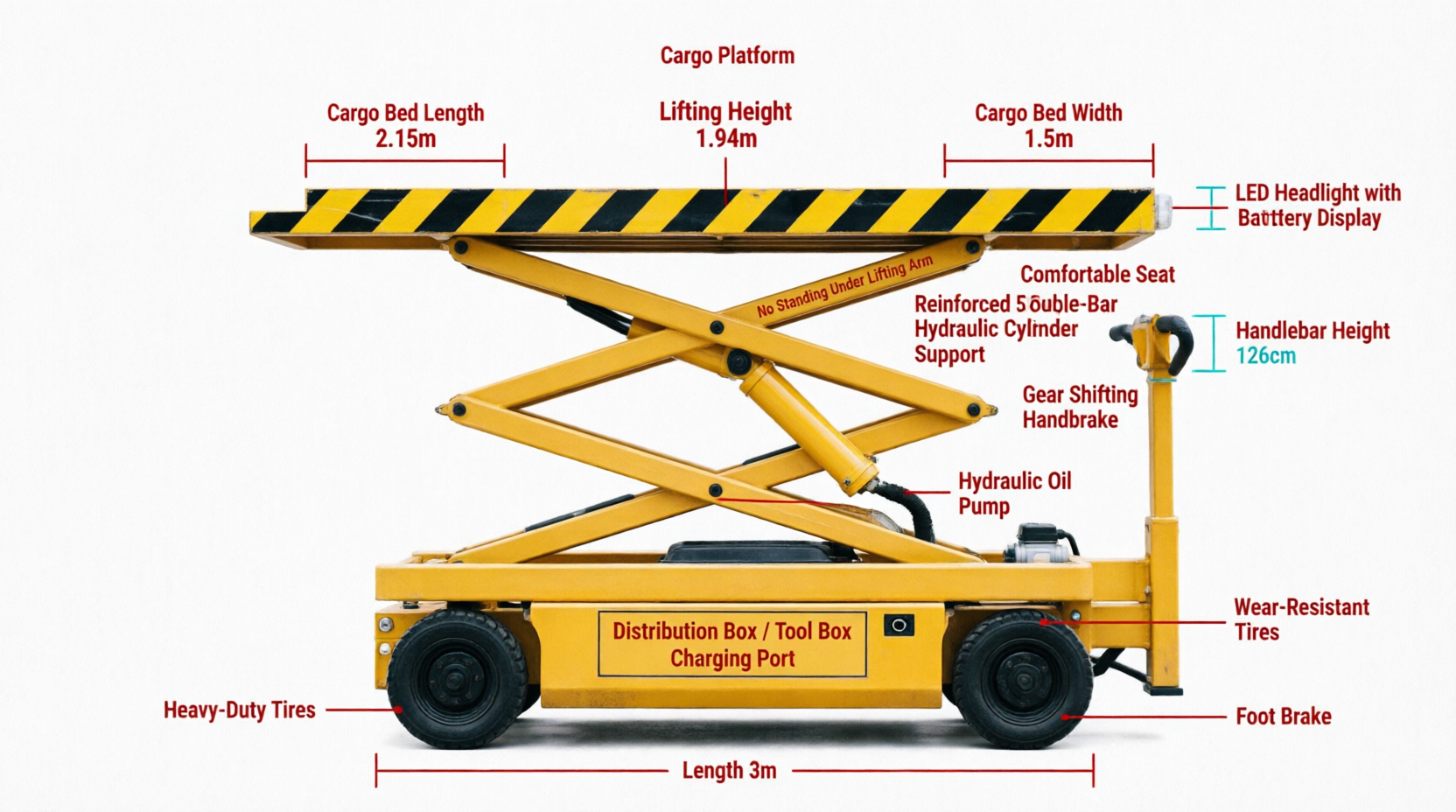 Electric Lift Platform Cart specification sheet